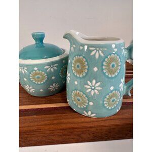 Vintage Pfaltzgraff Antigua Creamer & Sugar Set With Lid Dishwasher Safe Floral